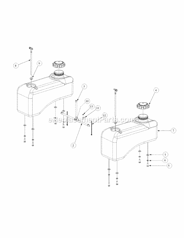 Fuel Tank Assembly Diagram and Parts List for M50-KHS 53AB5BBP750 Cub Cadet Sprayer